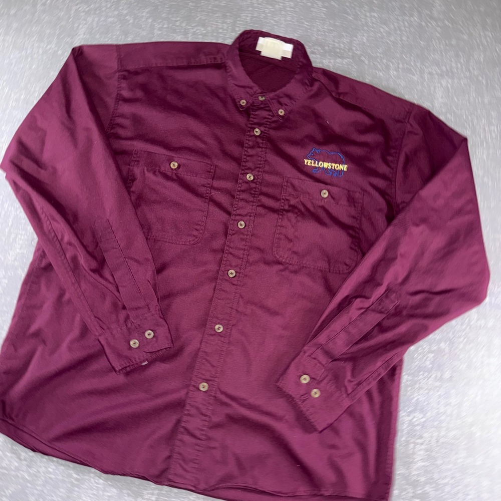 Yellowstone Bear Button Up‎ Shirt Mens XL Outdoor Hiking Campcore Western